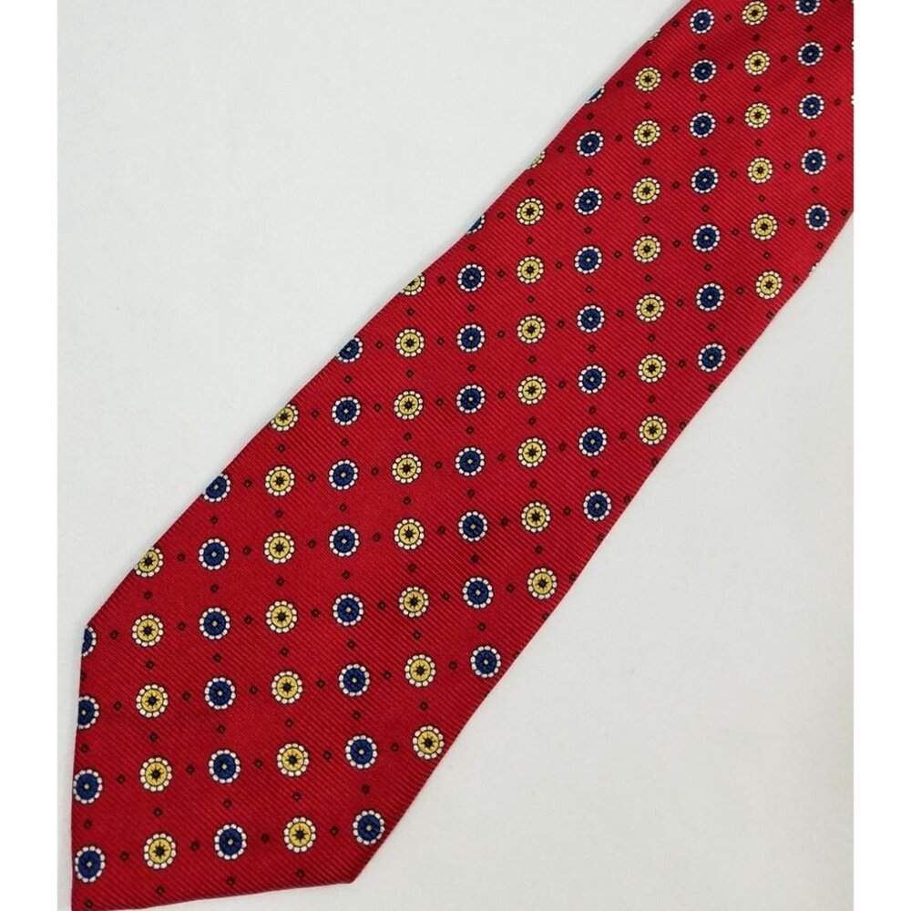 Jos. A. Bank Mens Necktie Silk Tie Red Floral Pattern 61" X 3.75" Made In Italy